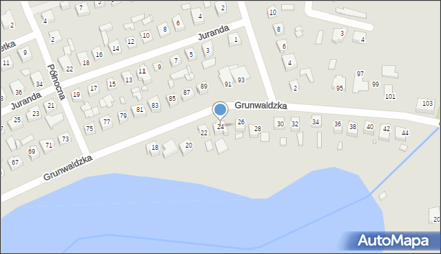 Dębno, Grunwaldzka, 24, mapa Dębno