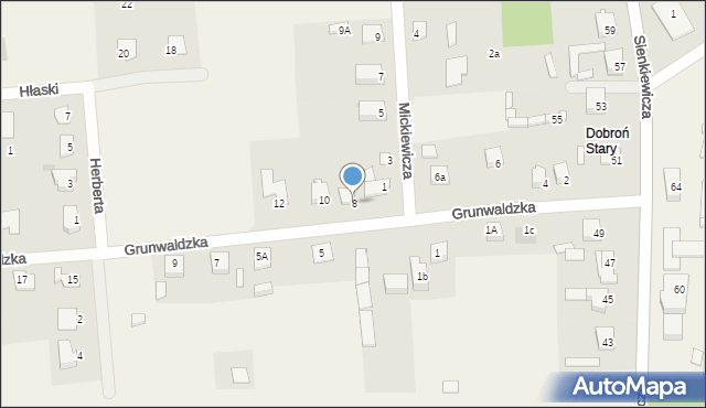 Dobroń, Grunwaldzka, 8, mapa Dobroń