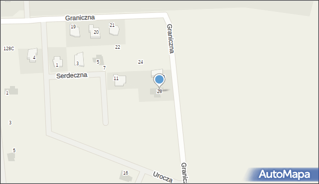 Dominów, Graniczna, 28, mapa Dominów