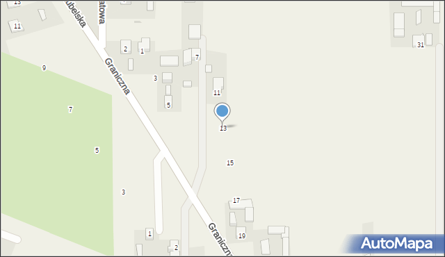 Dys, Graniczna, 13, mapa Dys