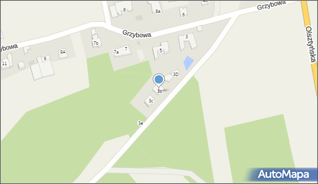 Dywity, Grzybowa, 3b, mapa Dywity