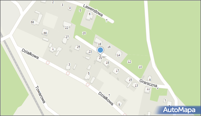 Dziergowice, Graniczna, 21, mapa Dziergowice