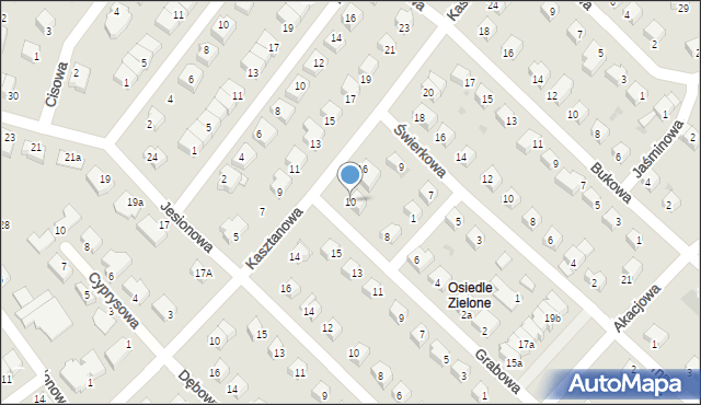 Dzierżoniów, Grabowa, 10, mapa Dzierżoniów