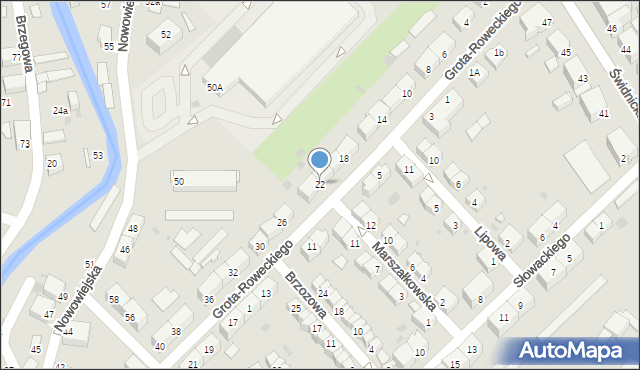 Dzierżoniów, Grota-Roweckiego Stefana, gen., 22, mapa Dzierżoniów