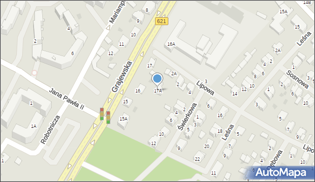 Ełk, Grajewska, 17A, mapa Ełku