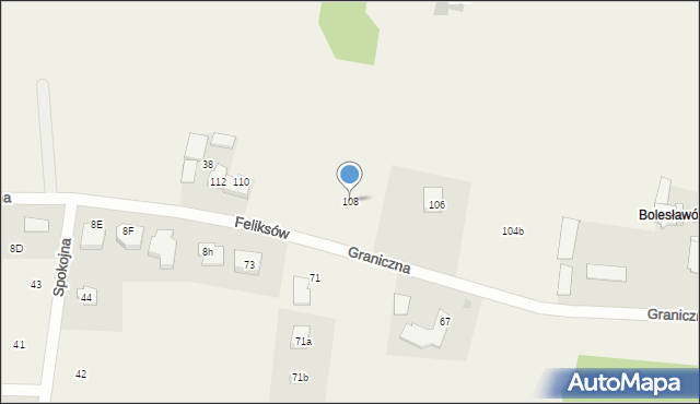 Feliksów, Graniczna, 108, mapa Feliksów