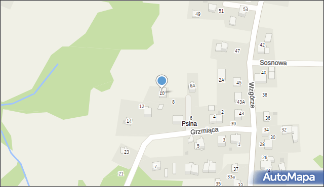 Gaj, Grzmiąca, 10, mapa Gaj