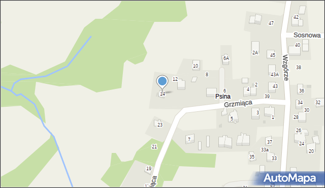 Gaj, Grzmiąca, 14, mapa Gaj