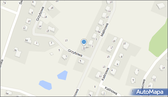 Gajewo, Grzybowa, 11, mapa Gajewo