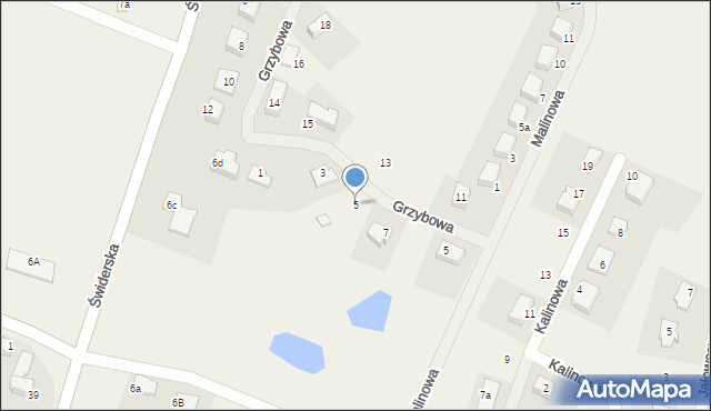 Gajewo, Grzybowa, 5, mapa Gajewo
