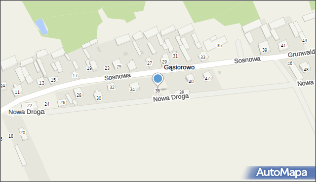 Gąsiorowo, Grunwaldzka, 36, mapa Gąsiorowo