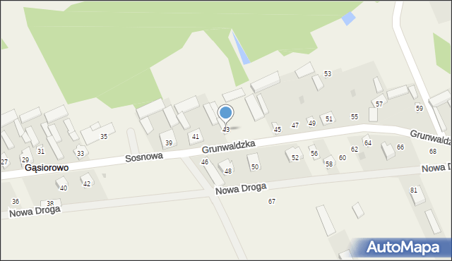Gąsiorowo, Grunwaldzka, 43, mapa Gąsiorowo