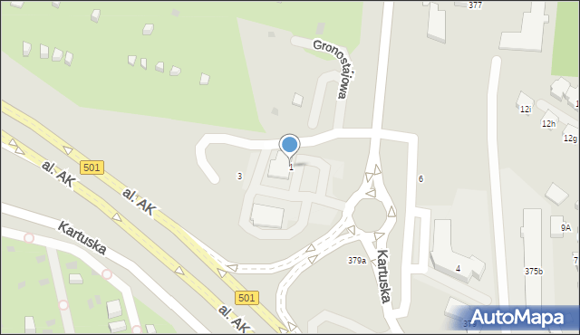 Gdańsk, Gronostajowa, 1, mapa Gdańska