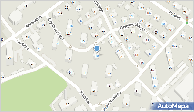 Gdańsk, Gryglewskiego Aleksandra, 10, mapa Gdańska