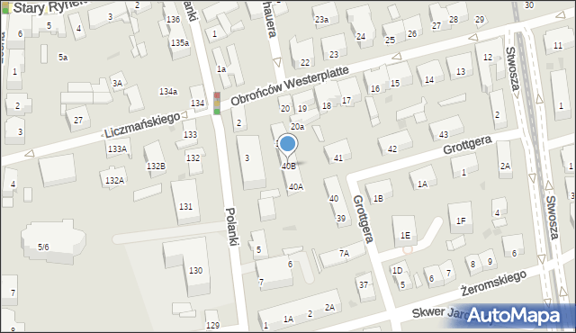 Gdańsk, Grottgera Artura, 40B, mapa Gdańska