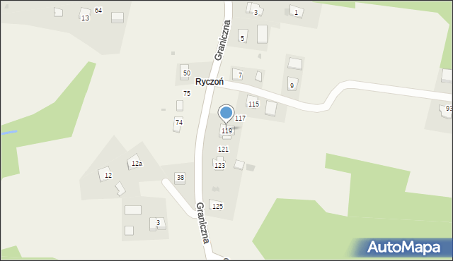 Gdów, Graniczna, 119, mapa Gdów
