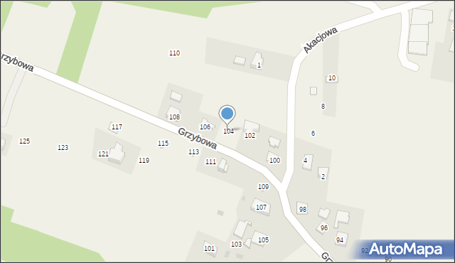 Gdów, Grzybowa, 104, mapa Gdów