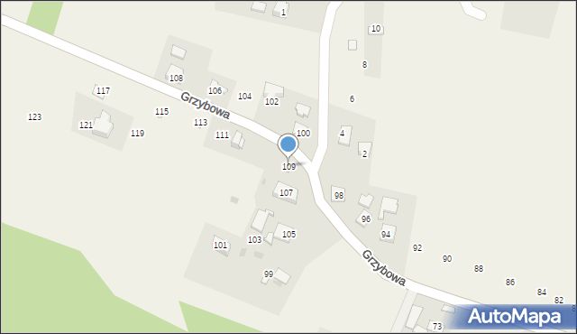 Gdów, Grzybowa, 109, mapa Gdów