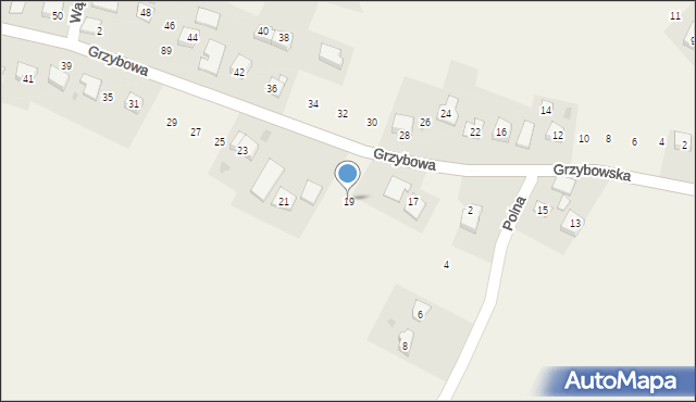Gdów, Grzybowa, 19, mapa Gdów