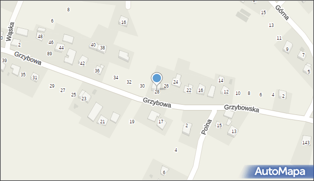 Gdów, Grzybowa, 28, mapa Gdów