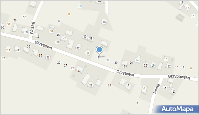 Gdów, Grzybowa, 34, mapa Gdów