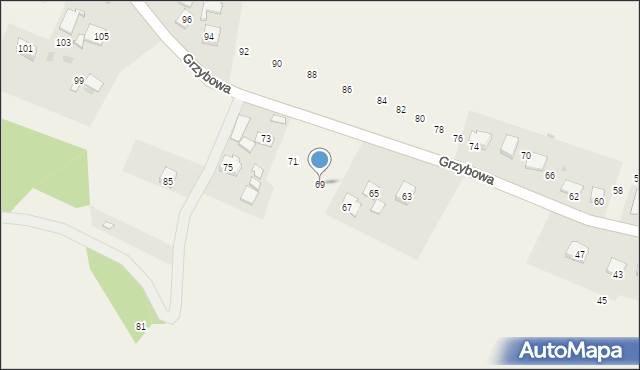 Gdów, Grzybowa, 69, mapa Gdów