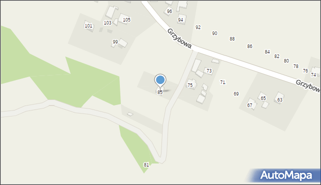 Gdów, Grzybowa, 85, mapa Gdów