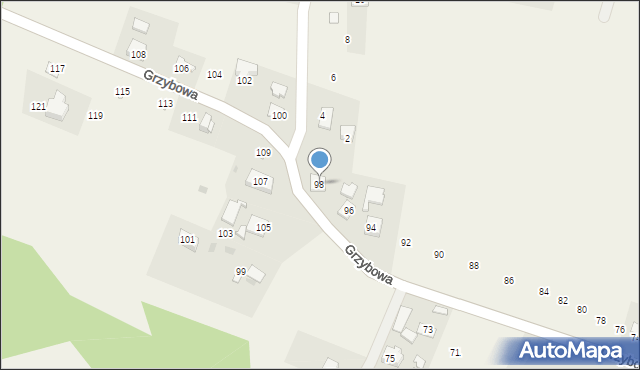 Gdów, Grzybowa, 98, mapa Gdów