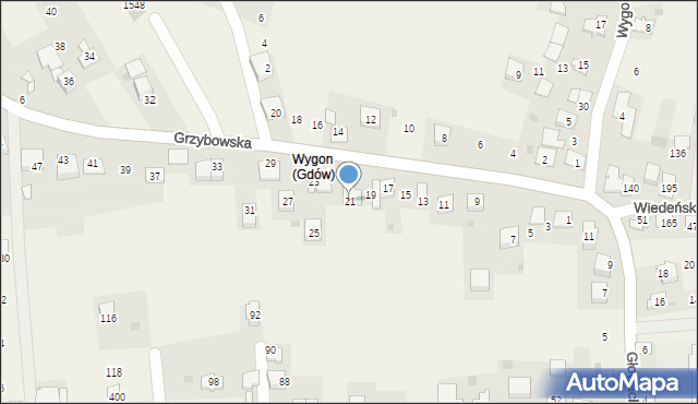 Gdów, Grzybowska, 21, mapa Gdów
