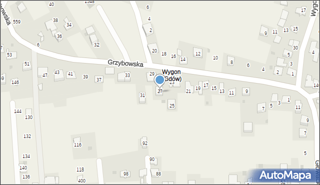 Gdów, Grzybowska, 27, mapa Gdów