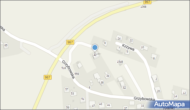 Gdów, Grzybowska, 42, mapa Gdów