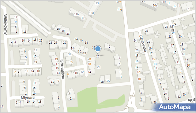 Gdynia, Granatowa, 26, mapa Gdyni