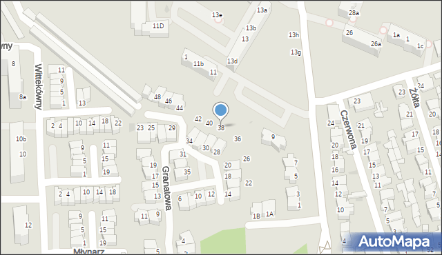 Gdynia, Granatowa, 38, mapa Gdyni
