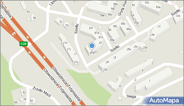 Gdynia, Gryfa Pomorskiego, 87a, mapa Gdyni