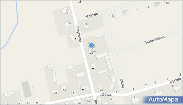 Giełczyn, Grzybowa, 14, mapa Giełczyn