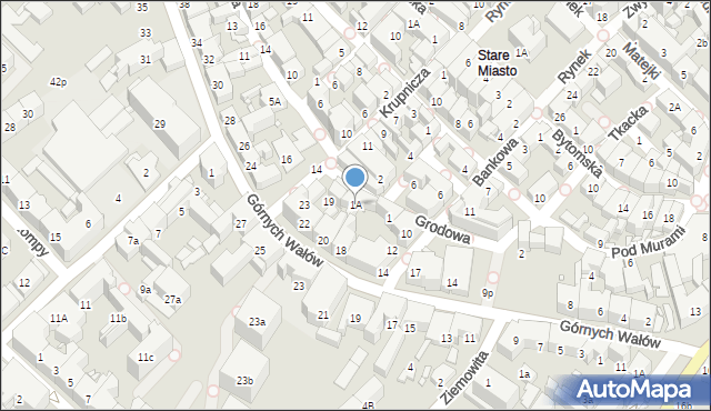 Gliwice, Grodowa, 1A, mapa Gliwic