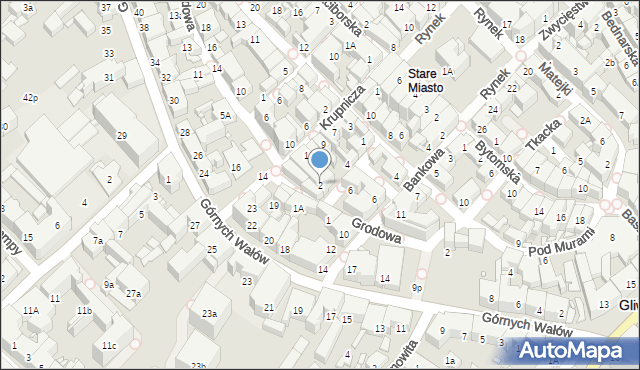 Gliwice, Grodowa, 2, mapa Gliwic