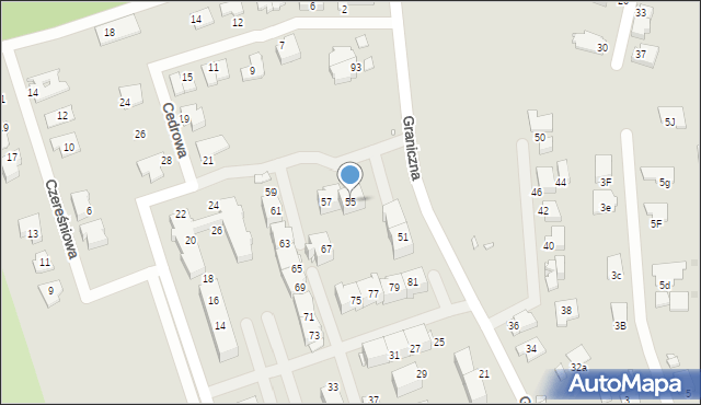 Gliwice, Graniczna, 55, mapa Gliwic