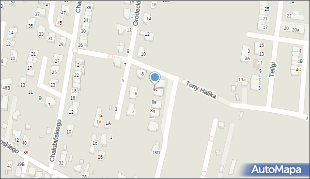 Gliwice, Grodeckiego Wacława, 8c, mapa Gliwic