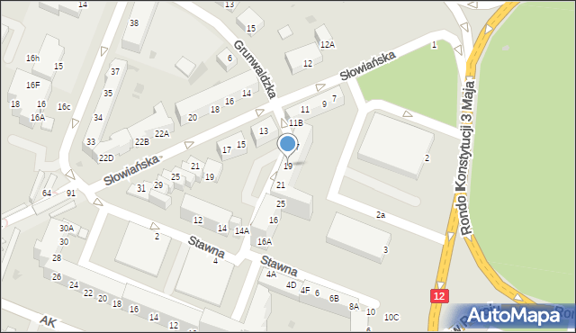 Głogów, Grunwaldzka, 19, mapa Głogów