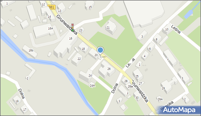 Głuszyca, Grunwaldzka, 20a, mapa Głuszyca