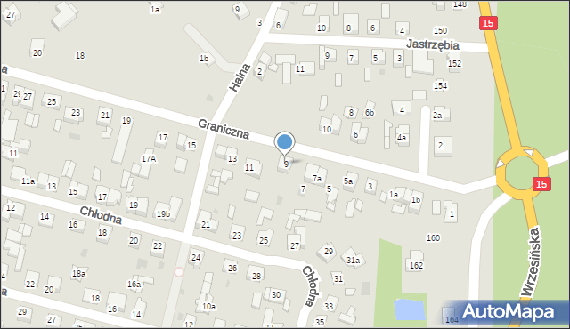 Gniezno, Graniczna, 9, mapa Gniezna