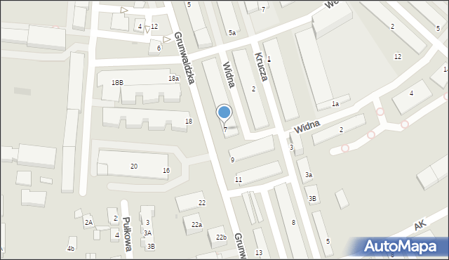 Gniezno, Grunwaldzka, 7, mapa Gniezna