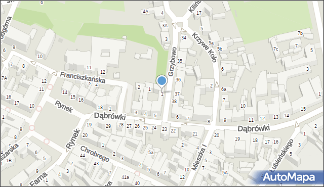 Gniezno, Grzybowo, 1, mapa Gniezna