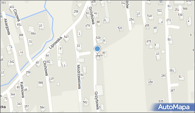 Godziszka, Grzybowa, 375, mapa Godziszka
