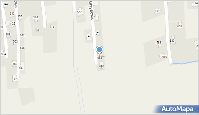 Godziszka, Grzybowa, 684, mapa Godziszka