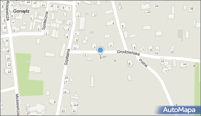 Goniądz, Grodzieńska, 4, mapa Goniądz