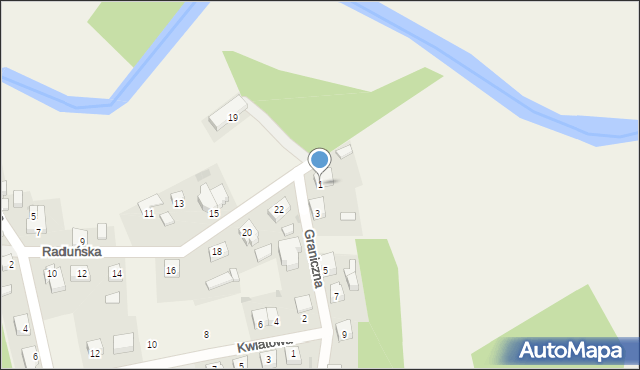 Goręczyno, Graniczna, 1, mapa Goręczyno