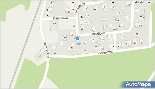 Gościcino, Grzybowa, 24, mapa Gościcino