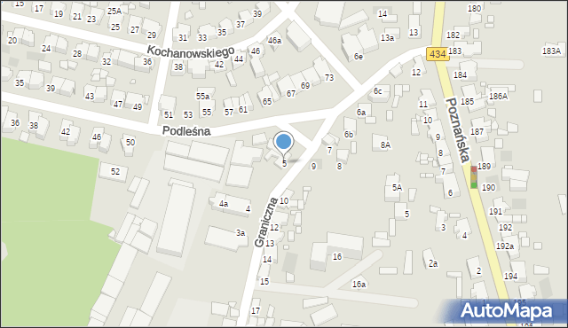 Gostyń, Graniczna, 5, mapa Gostyń